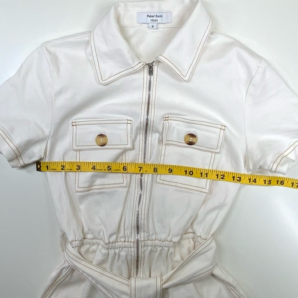 EUC | Peter Som | Button Denim Romper | White | Size 0 - Picture 11 of 16